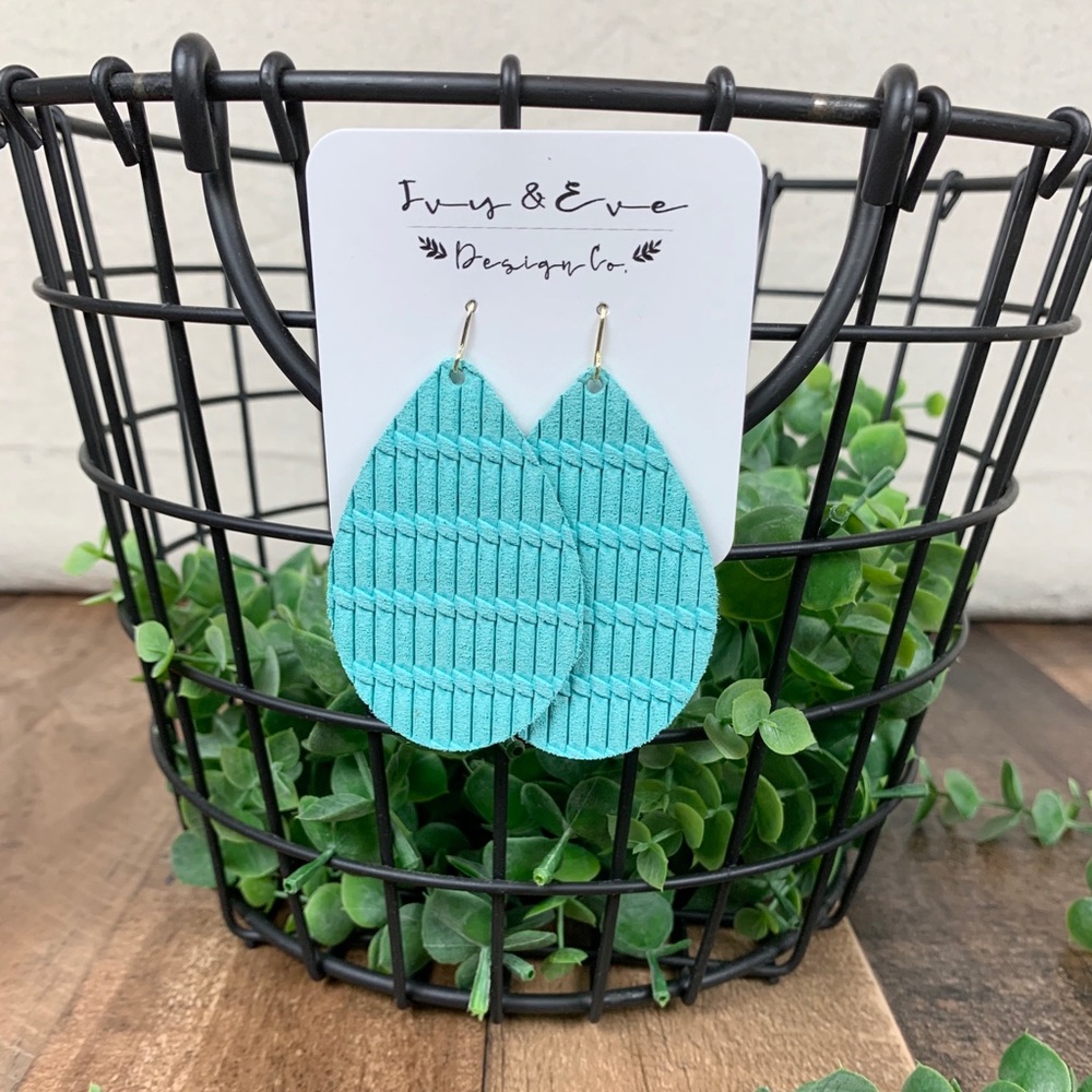 Genuine Leather Turquoise Knot Earrings